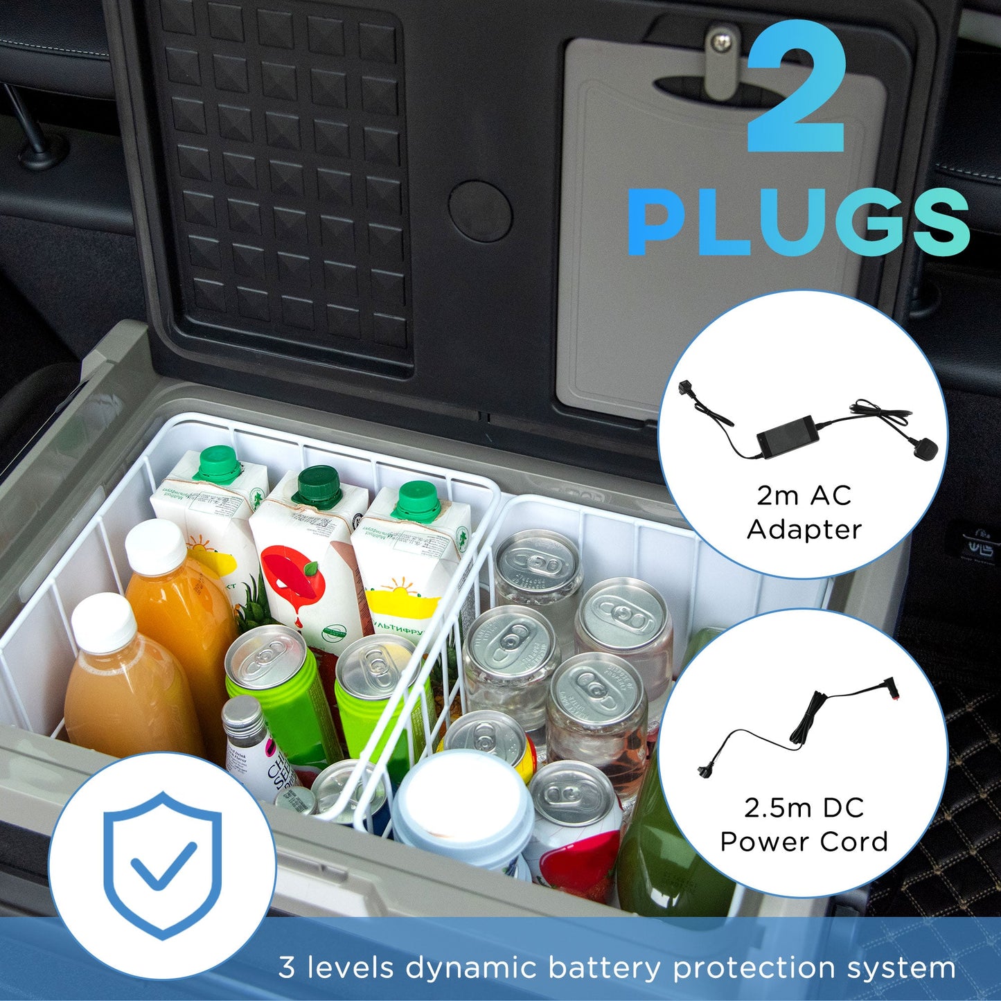 Outsunny 50L Car Refrigerator, Portable Compressor Cooler Box, Fridge Freezer w/ Inner LED Light, Foldable Handles, Cup Holders, 12/24V DC and 110-240V AC for Campervan RV Boat Travel Down to -20\'e2\'84\'83