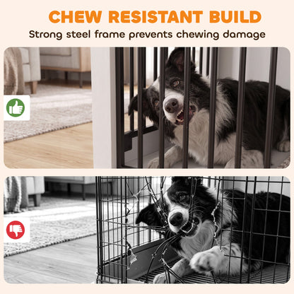 PawHut 100 cm Large Dog Crate Furniture with Sliding Barn Door for Large Dogs, White