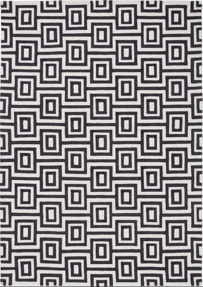 Wool Labyrinth Rug White and Black