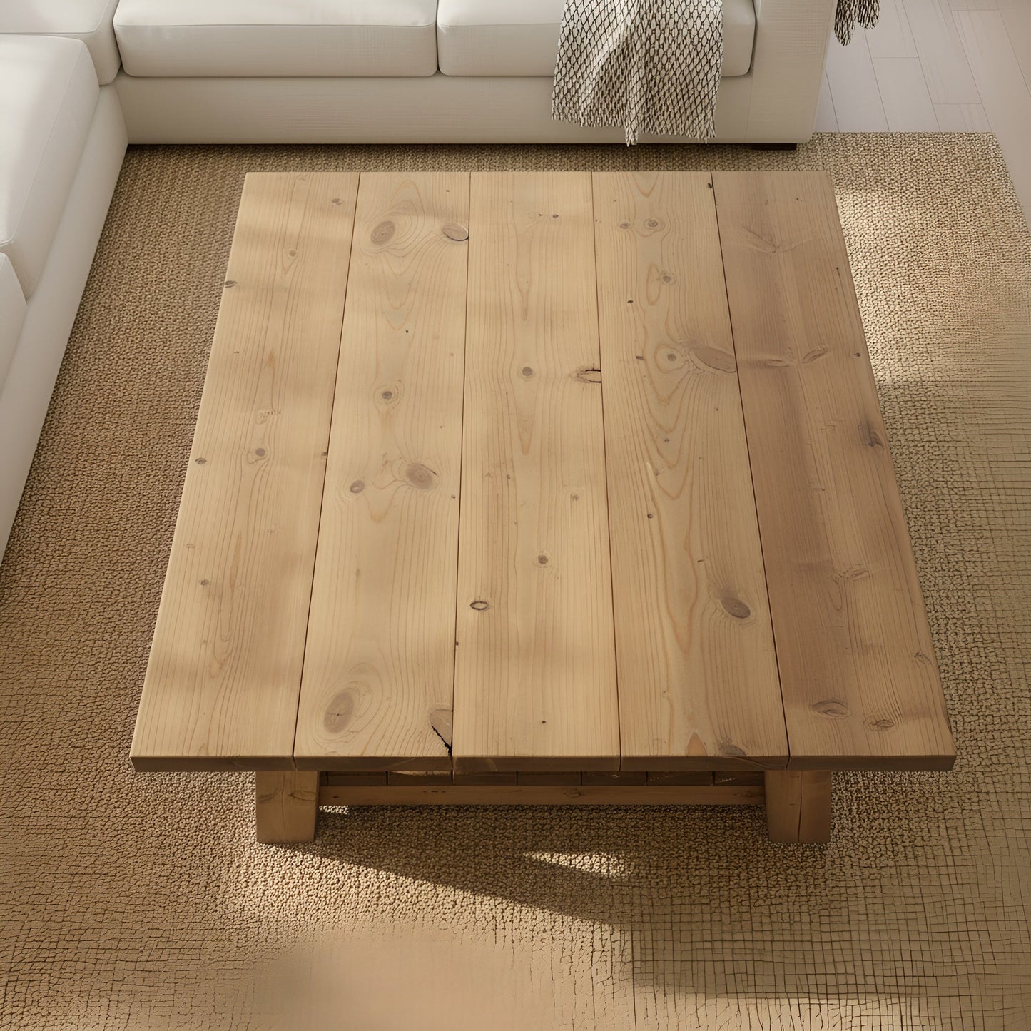 Large ARBA Rustic Wooden Coffee Table With Shelf