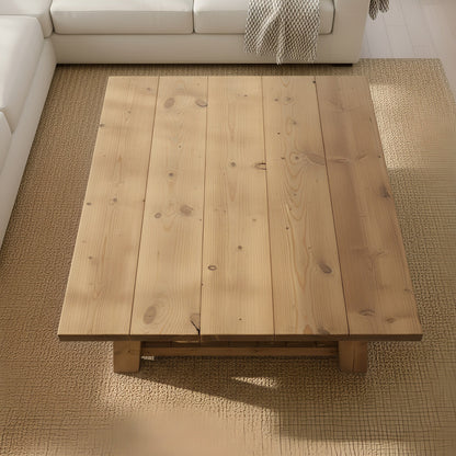 Large ARBA Rustic Wooden Coffee Table With Shelf