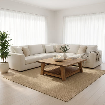 Large ARBA Rustic Wooden Coffee Table With Shelf