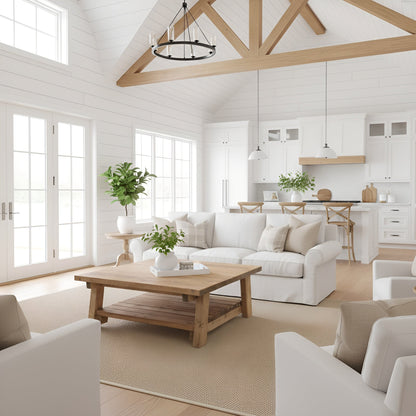 Large ARBA Rustic Wooden Coffee Table With Shelf