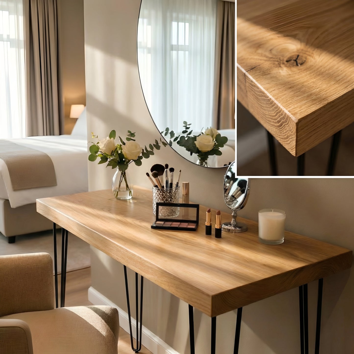 LARIA Oak Makeup / Dressing Table