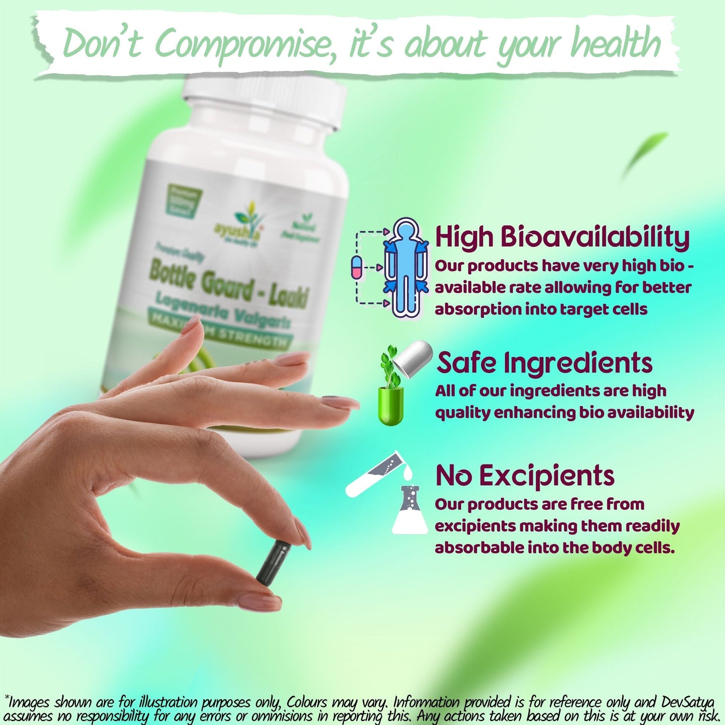 Ayushya Lauki (Bottle Gourd, Calabase) Capsules Cooling Balance & Wellness Support - Vegan, Gluten Free, Non-GMO, 60 Capsules