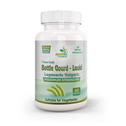 Ayushya Lauki (Bottle Gourd, Calabase) Capsules Cooling Balance & Wellness Support - Vegan, Gluten Free, Non-GMO, 60 Capsules