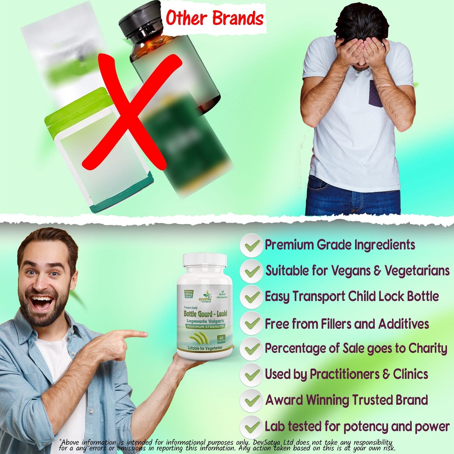 Ayushya Lauki (Bottle Gourd, Calabase) Capsules Cooling Balance & Wellness Support - Vegan, Gluten Free, Non-GMO, 60 Capsules