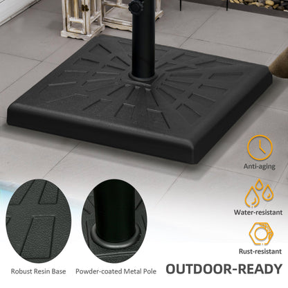 Outsunny 19kg Resin Garden Parasol Base Holder, Square Outdoor Market Umbrella Stand Weight for Poles of \'ce\'a632mm, \'ce\'a638mm, and \'ce\'a648mm, Black