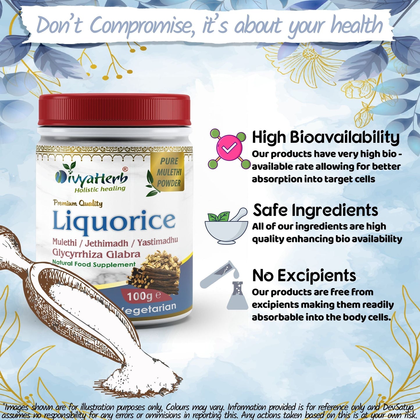 DivyaHerb Liquorice Root Powder 100 gram - Throat Comfort Support