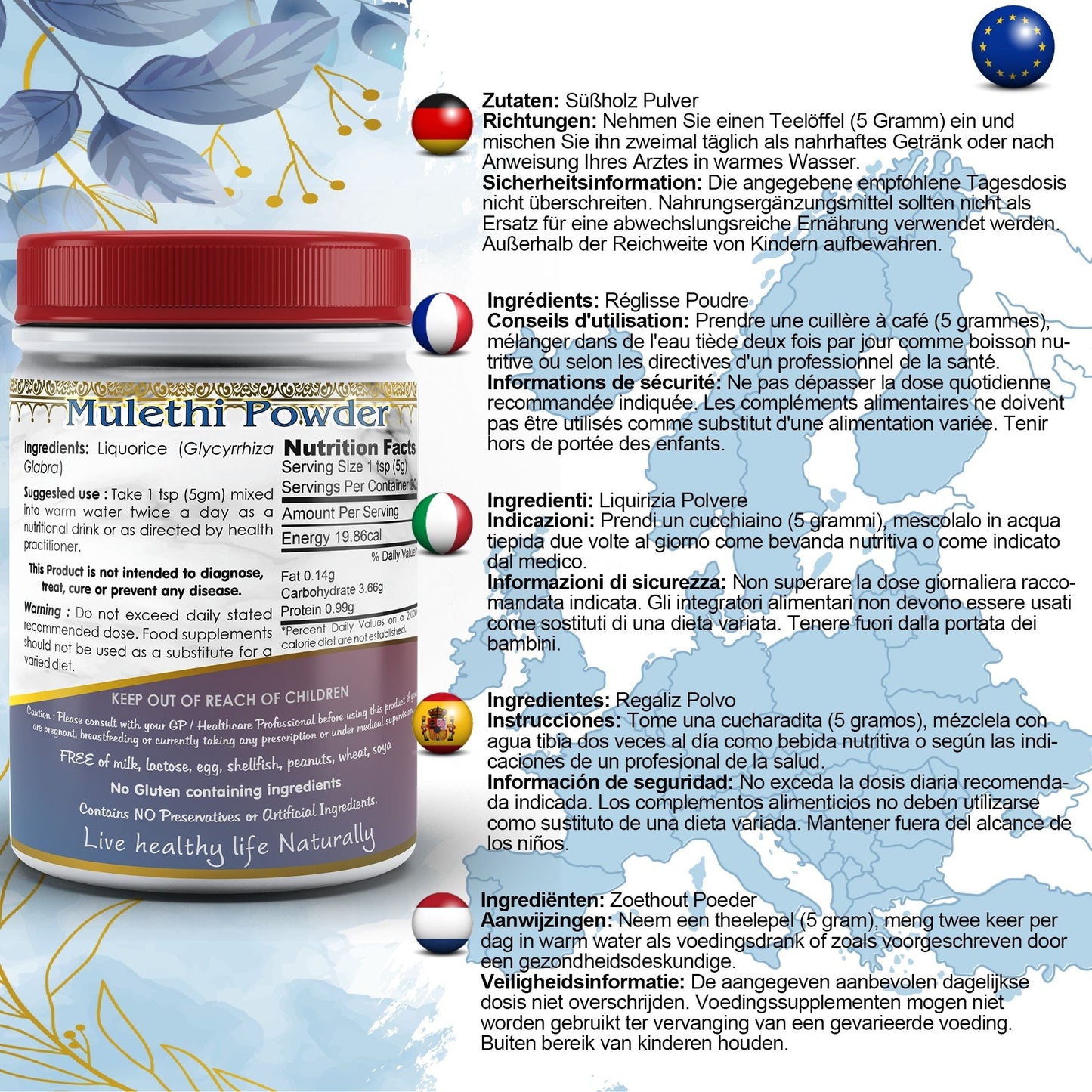 DivyaHerb Liquorice Root Powder 100 gram - Throat Comfort Support