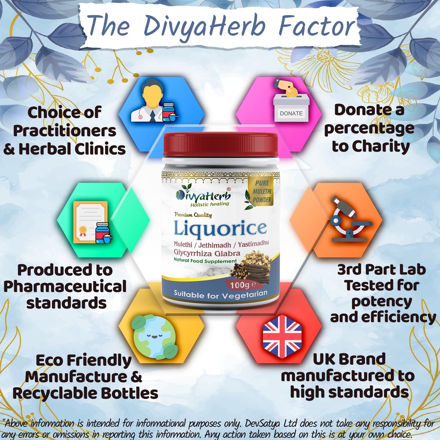 DivyaHerb Liquorice Root Powder 100 gram - Throat Comfort Support