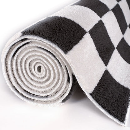 Loft Checkerboard Dark Grey Rug