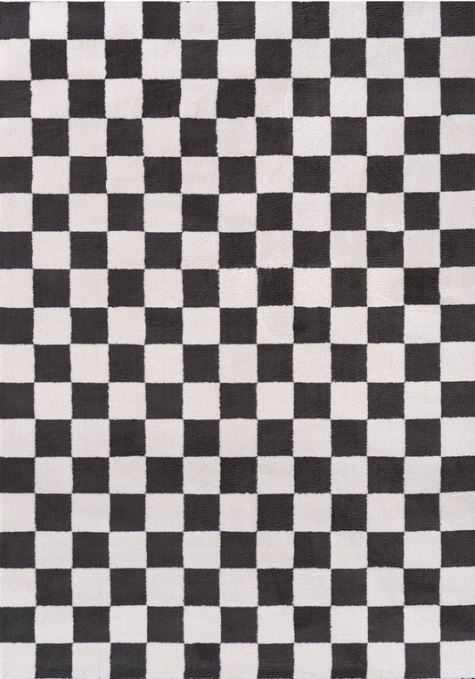 Loft Checkerboard Dark Grey Rug