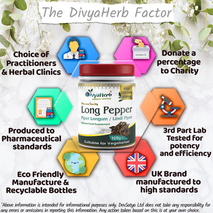 DivyaHerb Piper Longum Powder 100 gram - Digestive Comfort Support