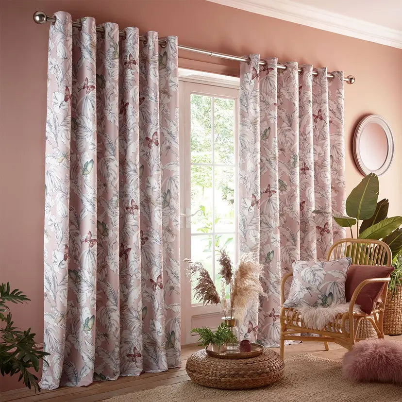 Flutur Blush Ready Made Curtain