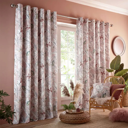 Flutur Blush Ready Made Curtain