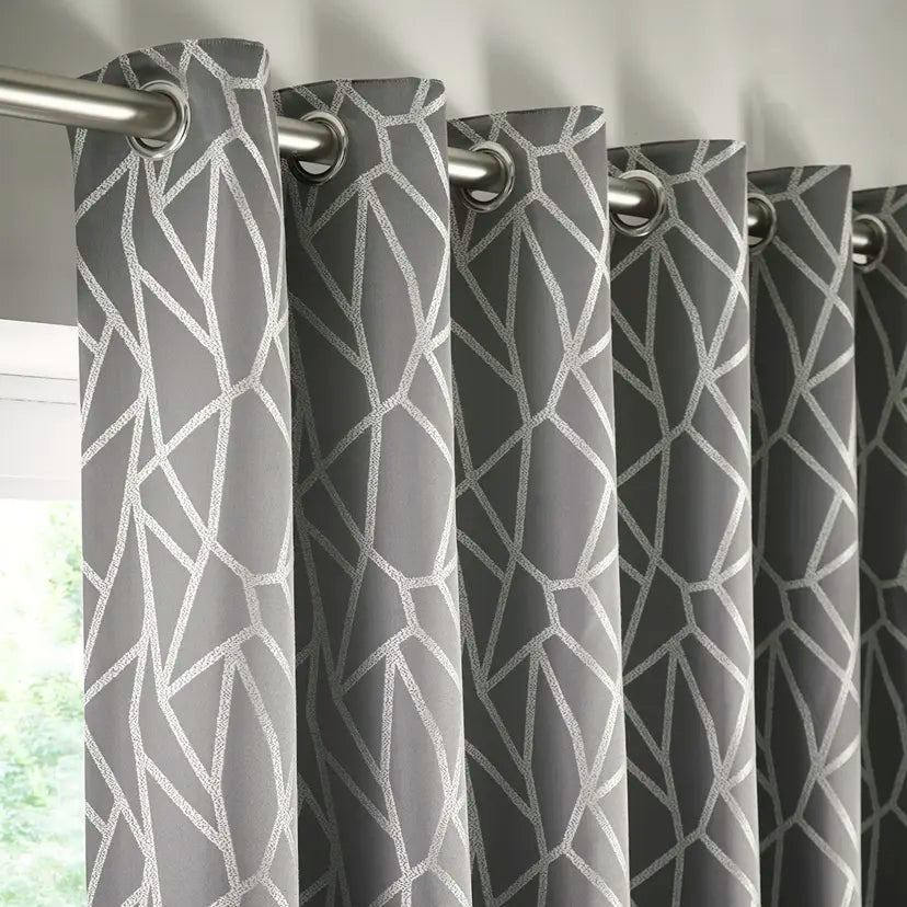 Como Pewter Eyelet Ready Made Curtain