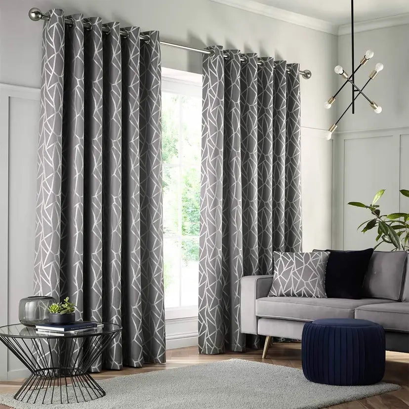 Como Pewter Eyelet Ready Made Curtain