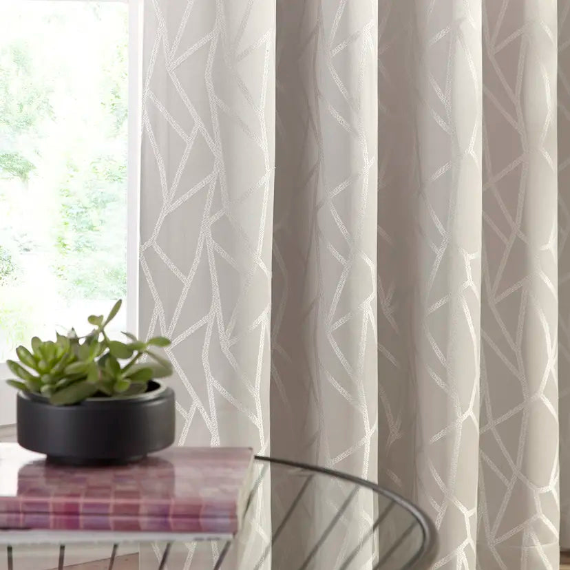 Como Silver Eyelet Ready Made Curtain
