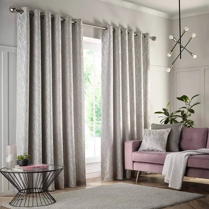 Como Silver Eyelet Ready Made Curtain