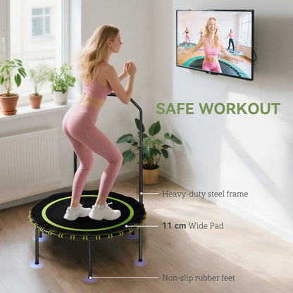 SPORTNOW 40" Foldable Fitness Trampoline Rebounder with Handle, Green