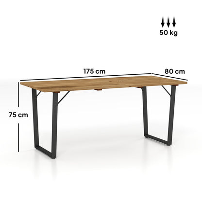 Outsunny Garden Table for 6, 175 x 80 cm Large Rectangle Outdoor Dining Table with 5cm Parasol Hole and Slatted Top, Weather Resistant Fir Wood Patio Table for Balcony, Terrace, Brown