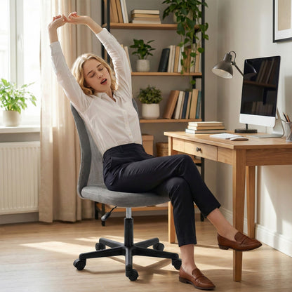 Vinsetto Computer Desk Chair, Mesh Office Chair with Adjustable Height and Swivel Wheels, Armless Study Chair, Grey