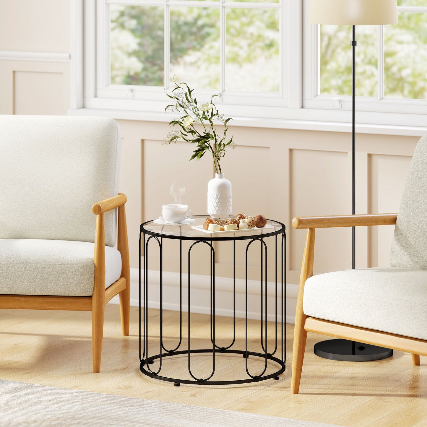 HOMCOM Elliptical Cut-Out Nesting Tables - Black