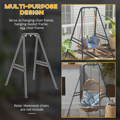 Outsunny Hammock Chair Stand, Hanging Heavy Duty Metal Frame Hammock Stand for Hanging Hammock Air Porch Swing Chair, Egg Chair, Black