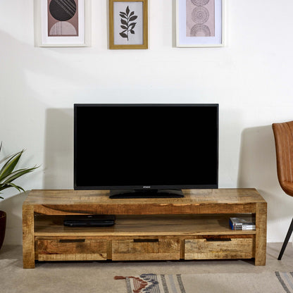 Merlin Mango Wooden Large TV Stand With 3 Drawers
