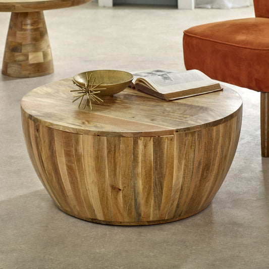 Merlin Mango Wooden Drum Coffee Table