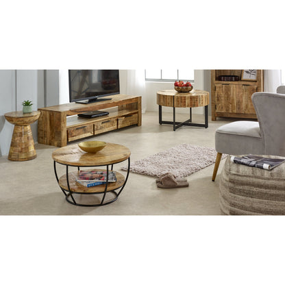 Merlin Mango Wooden & Metal Coffee Table With Shelf