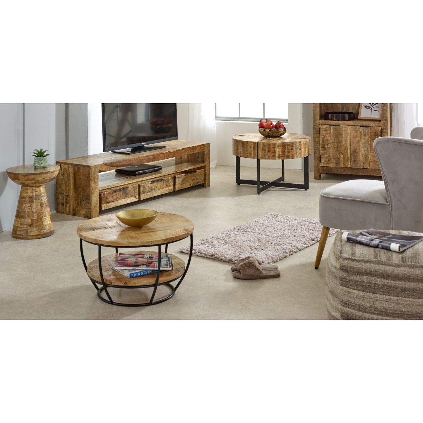 Merlin Mango Wooden Coffee Table With Metal Legs