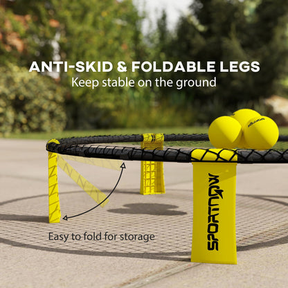 SPORTNOW Spike Ball Set, Mini Beach Games Set with Net, 3 Balls and Ball Pump, Portable with Carrying Bag for Outdoor Team Sports, Yellow