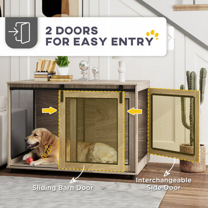 PawHut Dog Crate Furniture with Sliding Door for Extra Large Dogs, 118 x 75.5 x 82cm, Walnut Brown