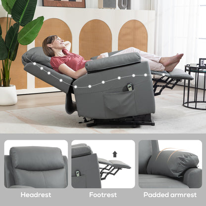 HOMCOM Faux Leather 70\'c2\'b0 Electric Riser Recliner Chair, Charcoal Grey