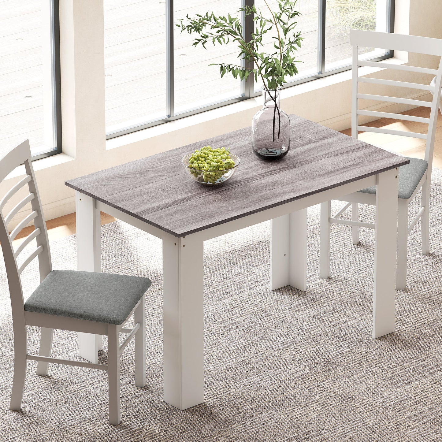HOMCOM Dining Table for 4-6 People, Kitchen Table with Wood Effect for Dining Room, Grey