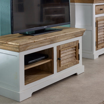 Bianco Solid Mango Wood Small Tv Cabinet White
