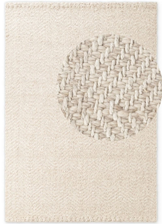 Majoli Natural White Herringbone Wool & Jute Rug