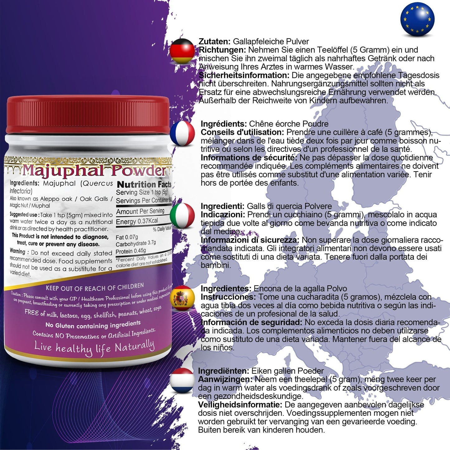 DivyaHerb Majuphal Powder 100 gram - Healthy-Looking Skin Support