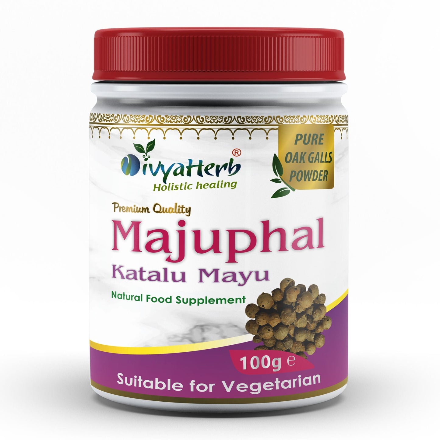 DivyaHerb Majuphal Powder 100 gram - Healthy-Looking Skin Support
