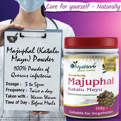 DivyaHerb Majuphal Powder 100 gram - Healthy-Looking Skin Support