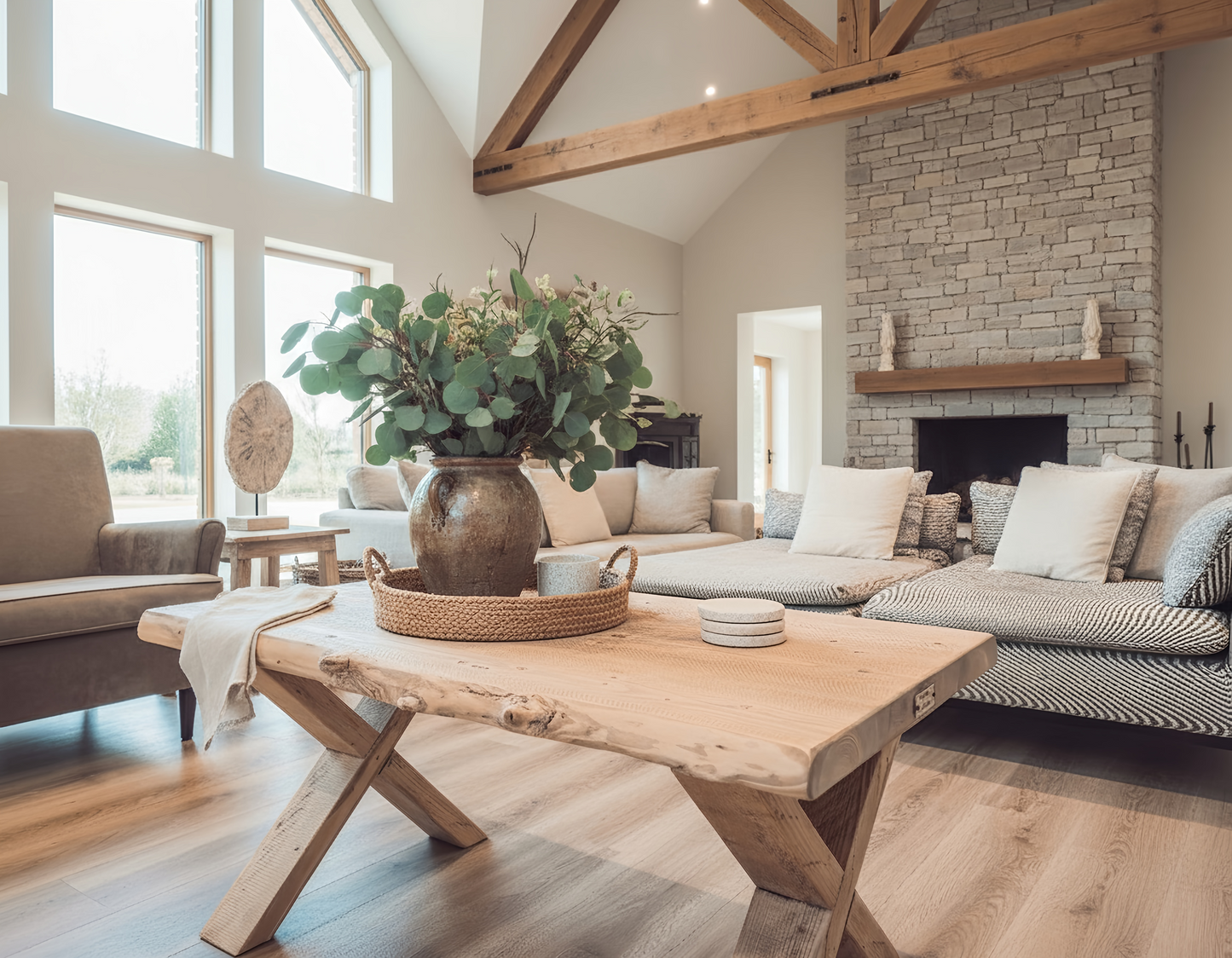 Maya Live Edge Chunky Coffee Table X Cross Legs