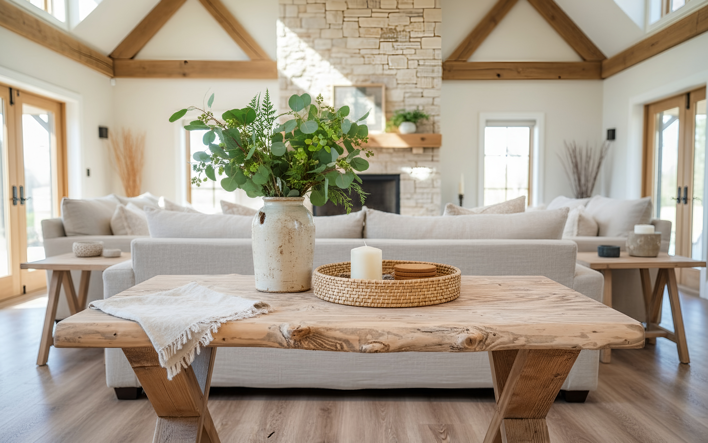 Maya Live Edge Chunky Coffee Table X Cross Legs