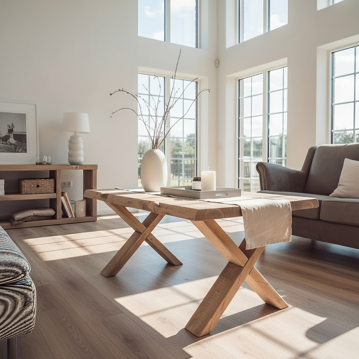 Maya Live Edge Chunky Coffee Table X Cross Legs