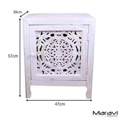 Mehira Mango Wood Bedside Cabinet Antique White