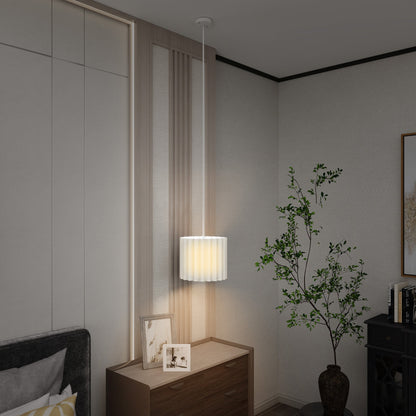 HOMCOM Linen Pendant Light, Modern Wave Ceiling Light Shade, E27 Lampshade for Living Room, Bedroom, Kitchen, Hallway, White