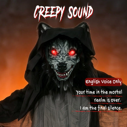 HOMCOM Halloween Standing Werewolf Animated Decoration with Light-Up Eyes, Sound and Touch Activated