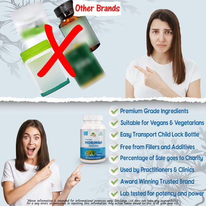 Aushadh Moringa Oleifera Capsules (Drumstick Tree) Energy & Nutrition Support - Vegan, Gluten Free, Non-GMO, 60 Capsules