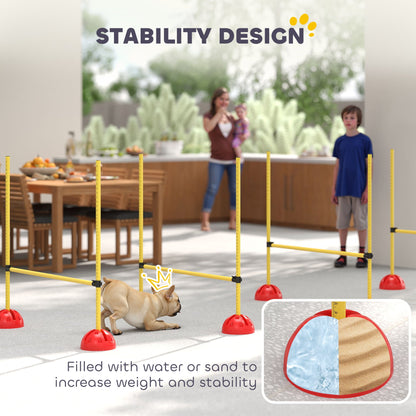 PawHut 4 Piece Dog Agility Equipment with 4 Hurdle & Carry Bag for Jump Training, Yellow